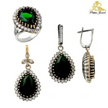 Gümüş Otantik Taşlı Set